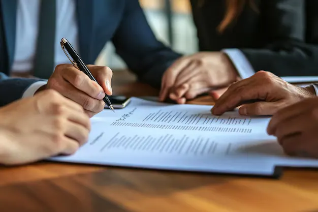 Investor signing co-investment paperwork